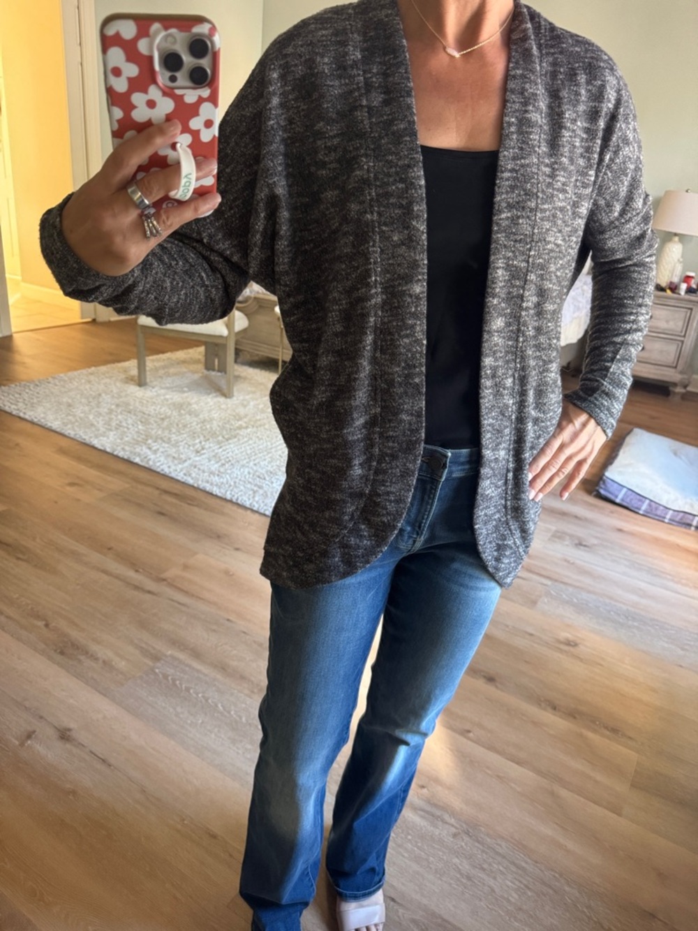 Zella gray/white cardigan sweater with pockets. Super soft! Size S.